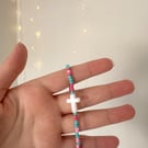 Bubblegum White Cross Beaded Bracelet