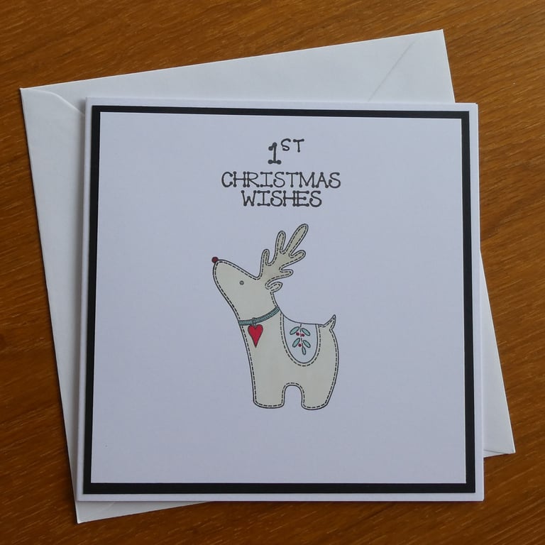 Personalised 1st Christmas Card - Scandi Reindeer