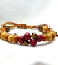 Wood Beaded Bracelet in Brown & Red - Image 3