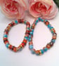 Spatter Glass Bead and Multi Coloured Jump Ring Bracelet, Gift for Her, Bracelet - Image 7