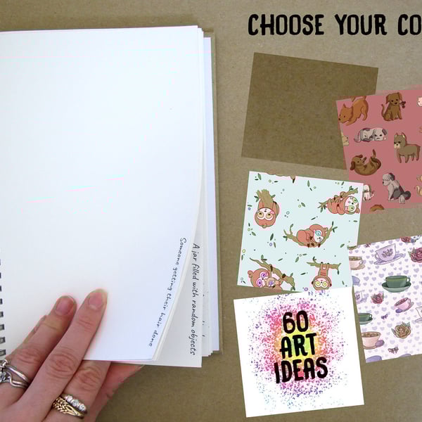 Sketch Book with 60 Art Prompts and Custom Cover