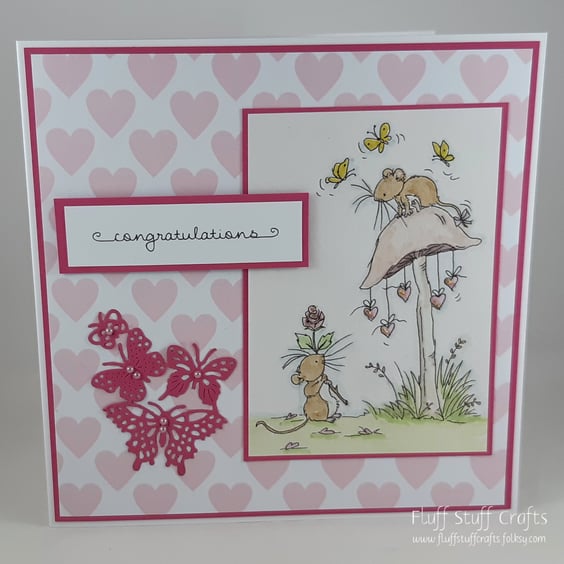 Handmade congratulations card - cute mice
