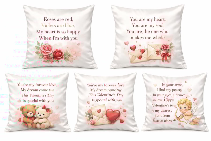 Romantic Valentine’s Cushion Covers – Love Poems & Sweetheart Designs