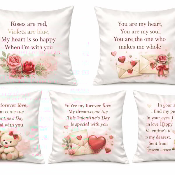Romantic Valentine’s Cushion Covers – Love Poems & Sweetheart Designs