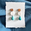 Summer Sand dollar and Turquoise Drop Earrings