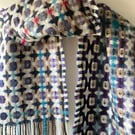 Handwoven Lambswool Scarf in Purple and Brown, Golfballs