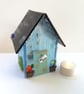 Garden shed tea light cover, fused glass candle cover, anniversary gift.  - Image 2