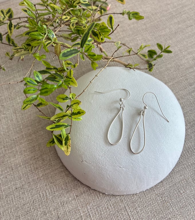 Elegant Tear-drop Shaped Earrings in Sterling Silver