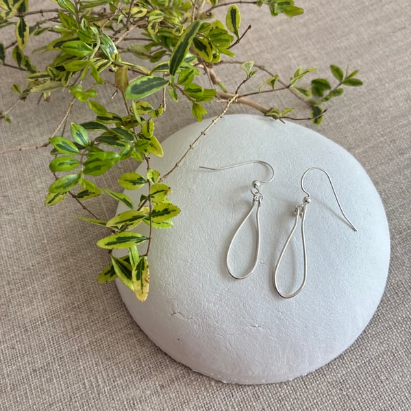 Elegant Tear-drop Shaped Earrings in Sterling Silver