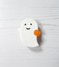 Cute ghost with Pumpkin magnetic needle minder, polymer clay - Image 1