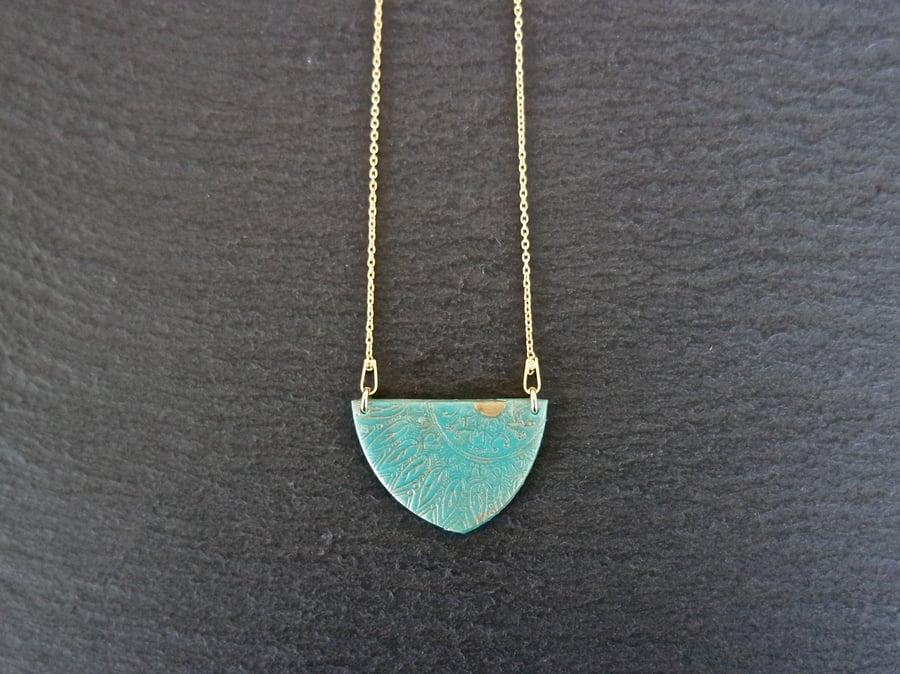 Mandala turquoise Gold Vermeil Sterling silver Necklace