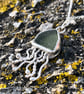 Sage Green Sea Glass and Sterling Silver Jelly Fish Pendant - 1299 - Image 2