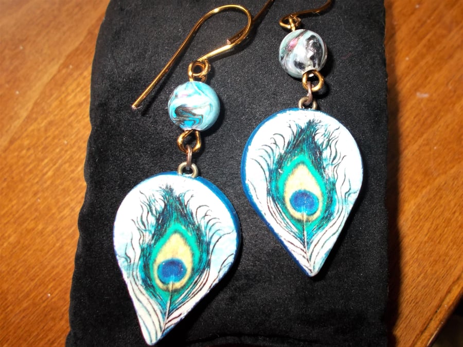 Peacock Feather Earrings - FREE UK Post 