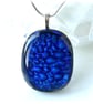 Blue Sparkly Dichroic Fused Glass Pendant 271 silver plated chain handmade gift - Image 6