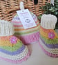 Designer Baby Merino Wool Booties & Hat Gift Set 0-3 months size