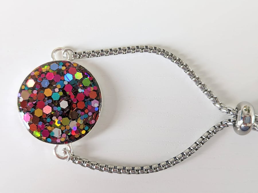 Sparkly Rainbow Glitter Resin Bracelet