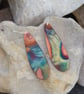 Flame Painted Copper Dangly Earrings - Image 1