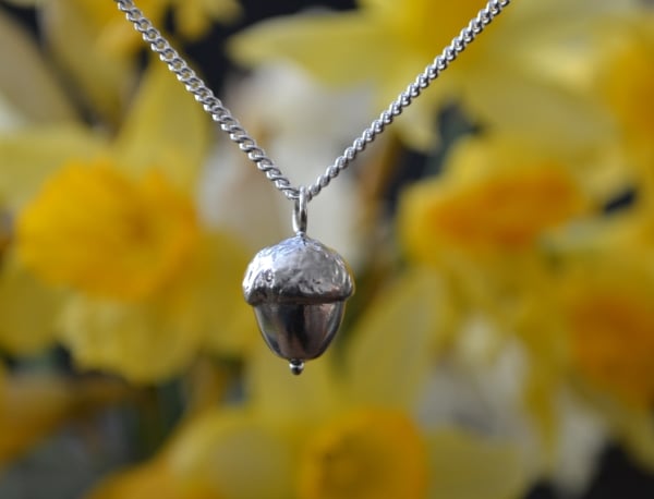 Acorn pendant necklace with sterling silver chain