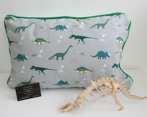 Sophie Allport Dinosaur Cushion  Cover with Green Piping