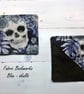 Skulls Fabric Corner Bookmark, Gothic Gift , Blue Cotton Bookmark - Image 1