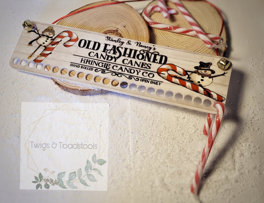 Personalised candy cane countdown advent 