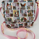 Handmade multi dog pattern cotton crossbody bag