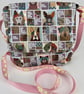 Handmade multi dog pattern cotton crossbody bag