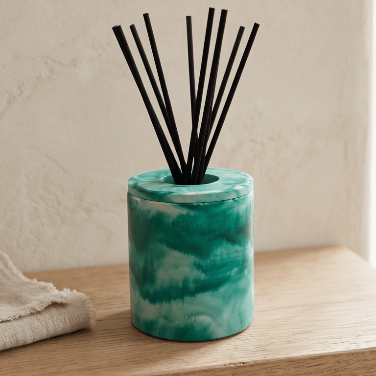 Teal Green Marbled Reed Diffuser Holder for 100 ml Squat Home Fragrance Bottle