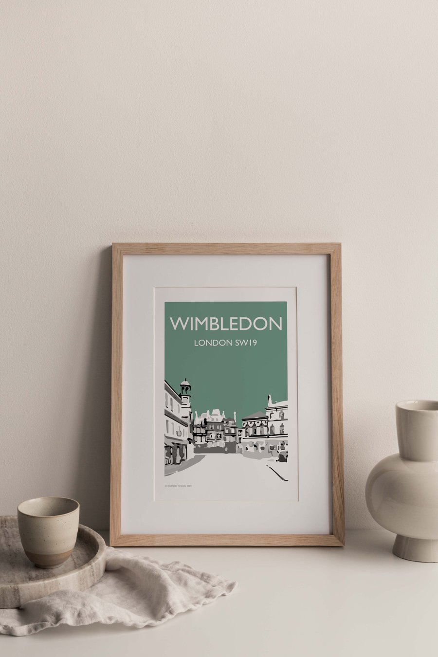 Wimbledon Village London TEAL Giclee Travel Print