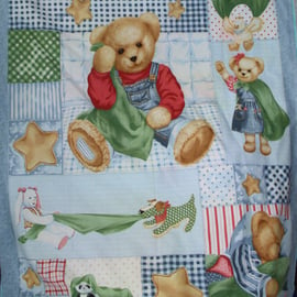 Blue Jeans Teddy Blankie Bear cot quilt (daisy kingdom)