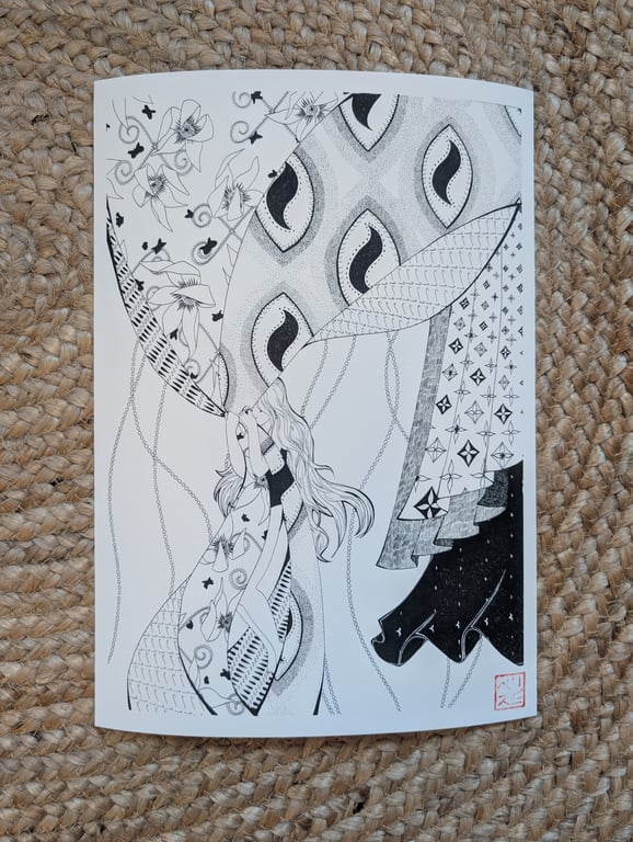 Curtain Illustration A4 Print