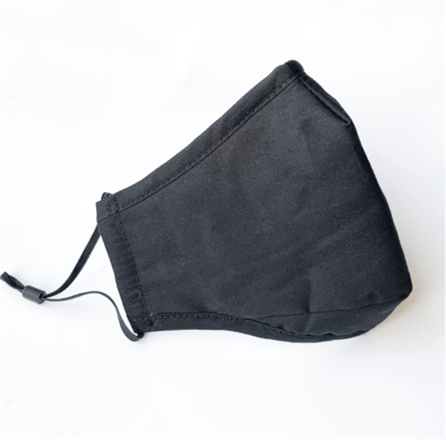 Black Cotton Face Mask , Nose Wire , Filter Pocket, Washable Unisex Mask