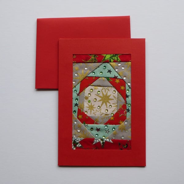 Individually Hand Crafted Textile Christmas Blank Card