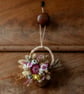 Mini dried flower pink and yellow wreath gift hanging