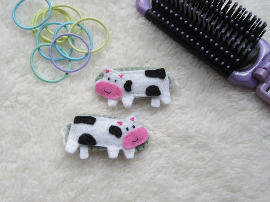 Cow hair clips, cute animal hair accessories