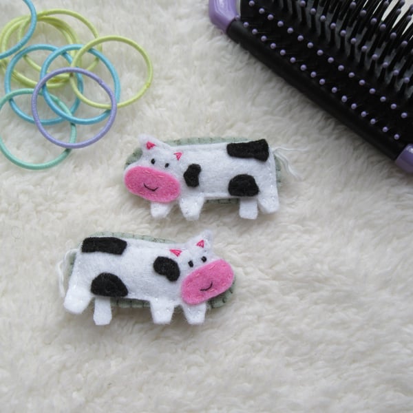 Cow hair clips, cute animal hair accessories