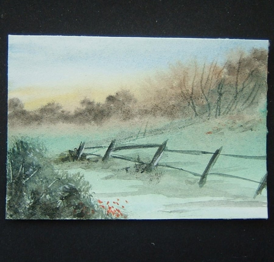 landscape art original aceo watercolour painting ref 419
