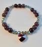 Sage Amethyst & Faceted Glass Bracelet With Swarovski Heart - Handmade In Devon - Image 3