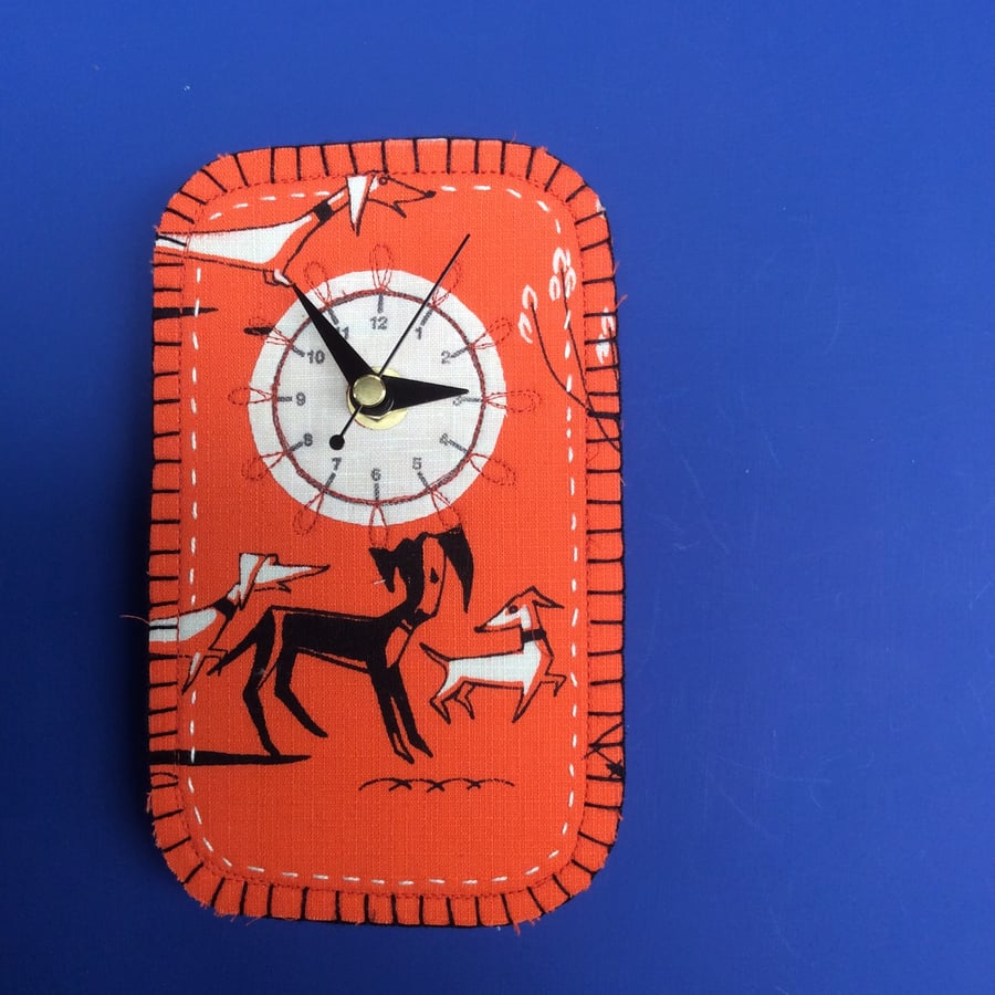 Orange Retro dog fabric - cheeky group 