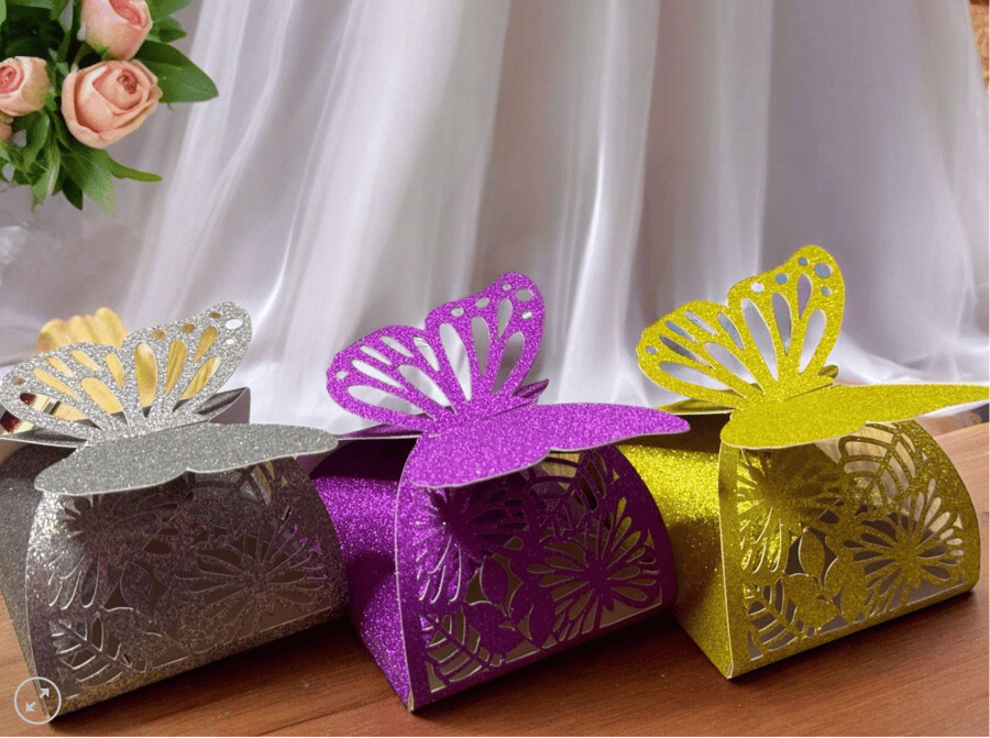 Glitter Butterfly Trinket-Favour Boxes 