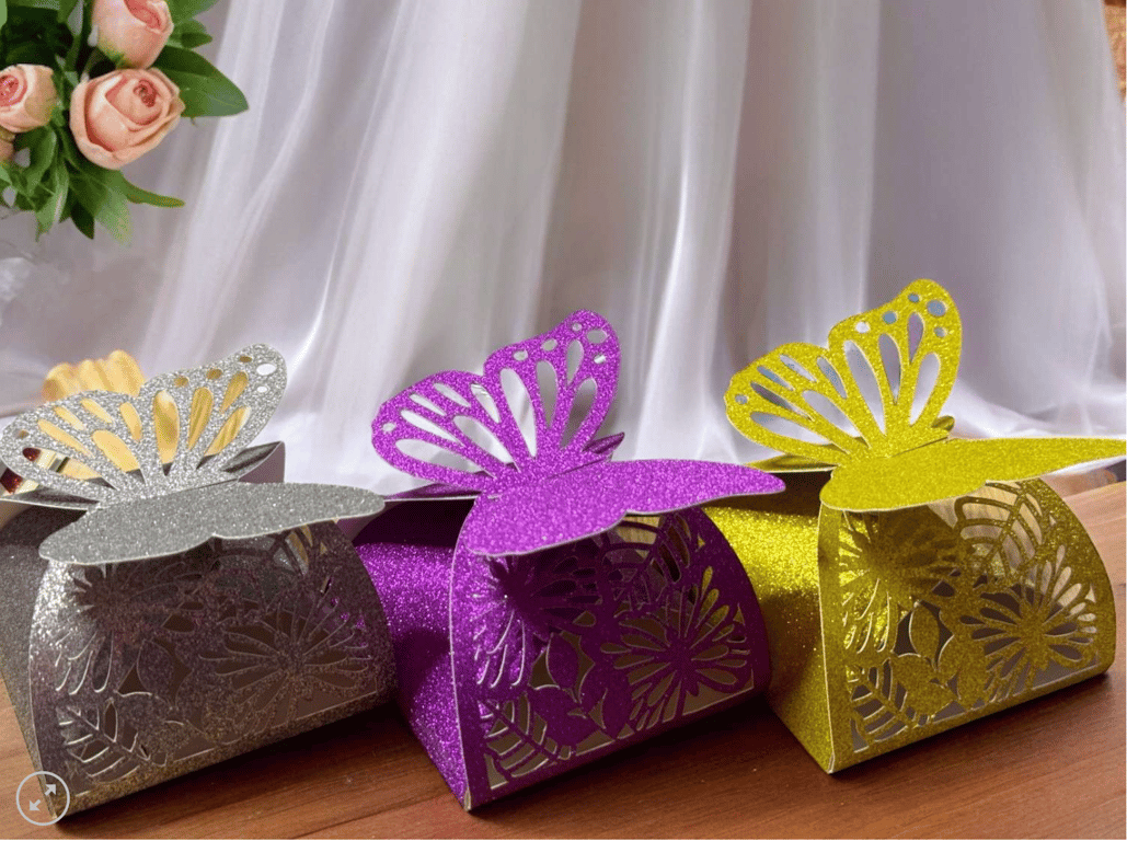  Glitter Butterfly Trinket-Favour Boxes 
