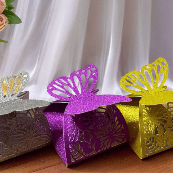  Glitter Butterfly Trinket-Favour Boxes 