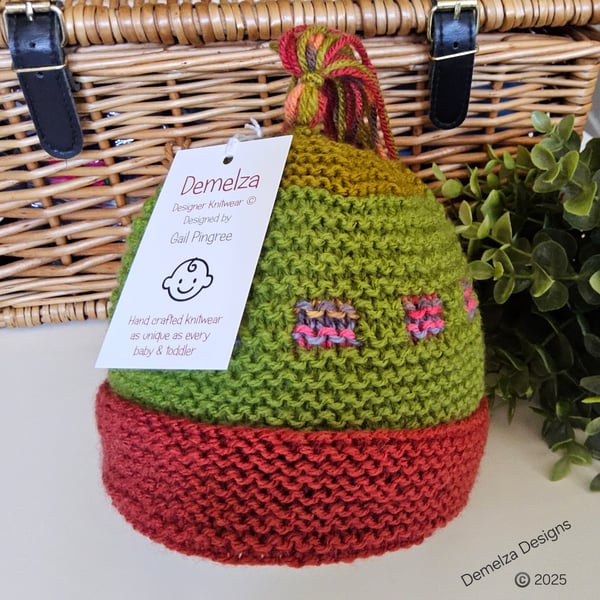 Designer Hand Knitted Toddler Tassle Hat  1-2 years size 