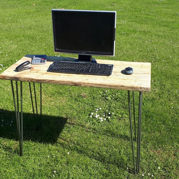 Reclaimed Scaffold Board Rustic Industrial Look Desk with Hairpin Legs