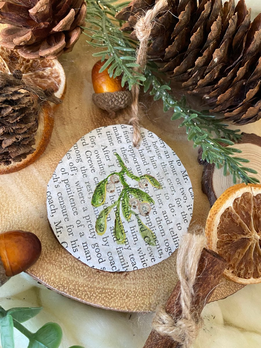 Hand painted Mistletoe Christmas Decoration