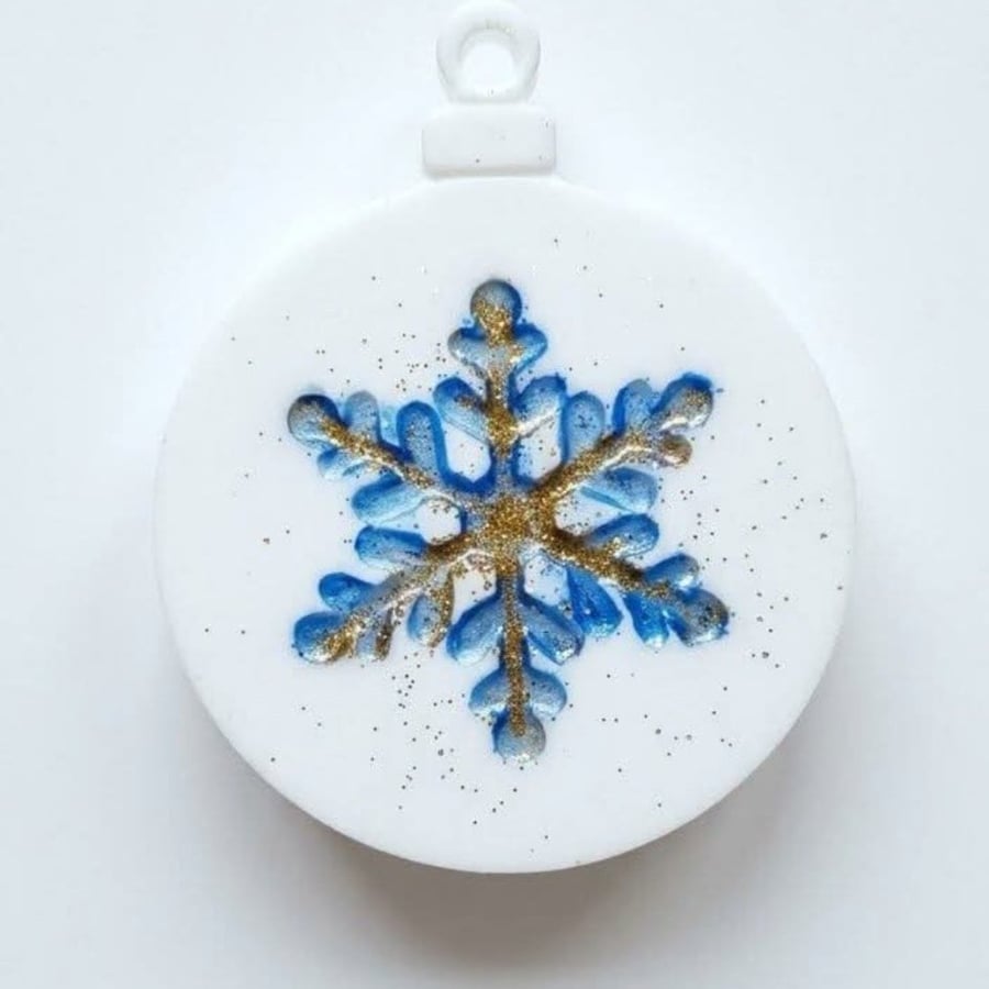 Blue & Gold Snowflake Christmas Bauble