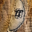 Handmade Embroidered Cornish Pasty Cushion – Felt Soft Sculpture