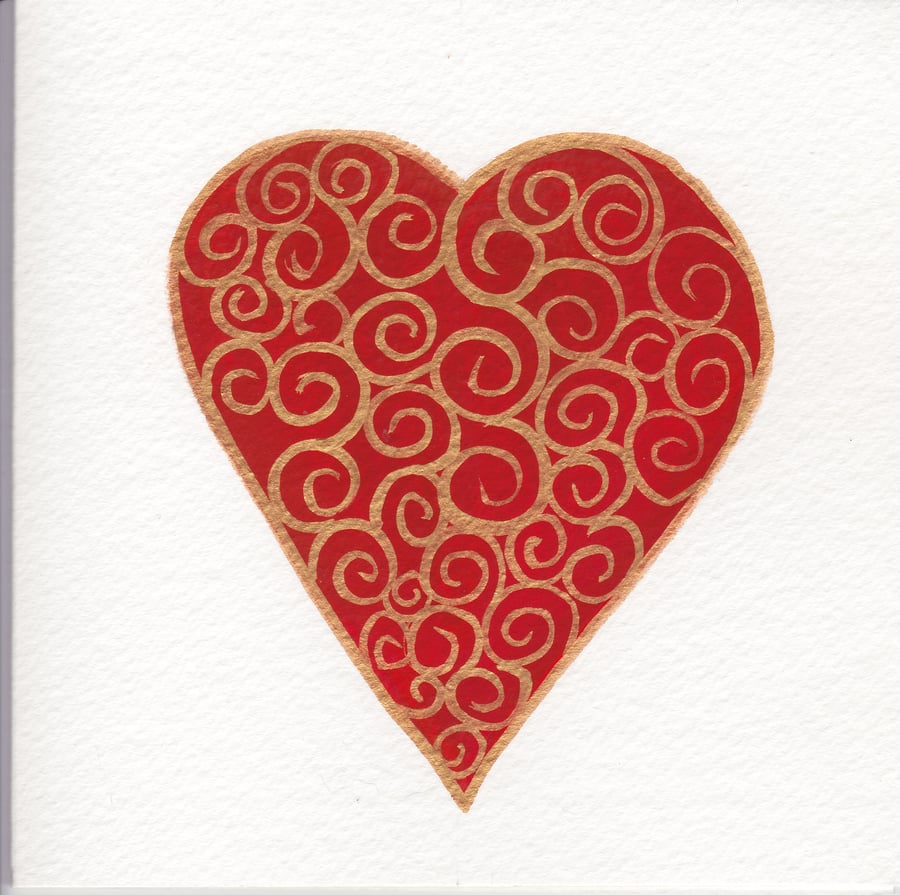 Hand painted card - filigree heart