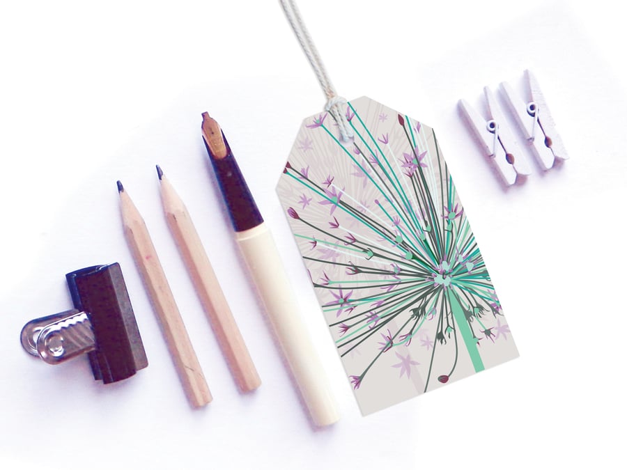 Giant Allium Gift Tags - pack of six tags