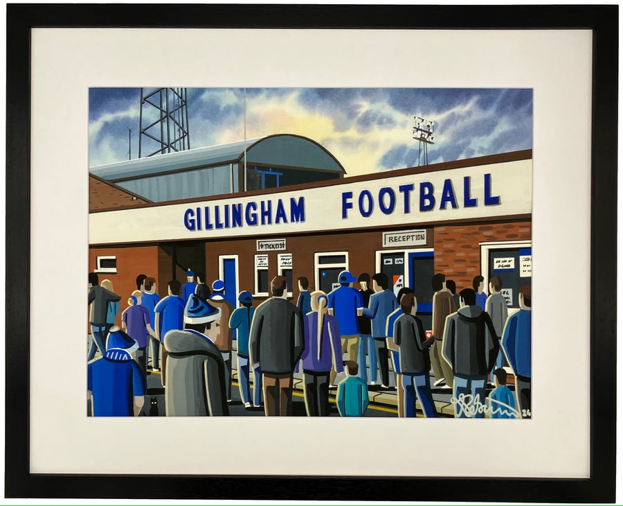 Gillingham, Priestfield Framed Football Art Print. 20" x 16" Frame Size